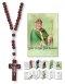 Brown Wood Corded Rosary with Leaflet