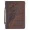 Large The LORD is My Strength Brown Faux Leather Classic Bible Cover - Exodus 15:2