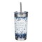 Mug SS Travel White/Navy Floral Be Still Ps. 46:10