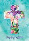 Happy Easter - Cross Flowers Std Card Textured - I will be with you always (6 Pack)