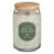 Glass Candle w/Bamboo Lid Green Leaves I Am With You Always Matt. 28:20