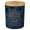 Glass Candle w/Bamboo Lid Navy Sweet Friendship