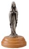 Lady Of Lourdes Metal Statue with Pear Wood Base