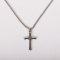 18" Sterling Silver Cross With Cubic Zirconia Necklace