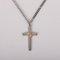 24" Sterling Silver Cross Necklace with Gold Rope Design