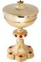 Gold Plated Ciborium with Stones H 25 cm