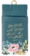 Be Still Teal Floral Faux Leather Double Glasses Case - Psalm 46:10