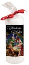 6" Christmas Wishes Pillar Candle with Red Ribbon