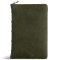 CSB Personal Size Bible, Holman Handcrafted Collection, Zipper Closure, Marbled Olive Premium Calfskin