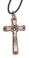 Metal Crucifix with Ruby Swarovski Crystal