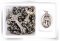 Communion Imitation Hematite Rosary with Picture Medal