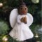 Handmade Felt Fair trade Christmas Angel Hanging Tree Decoration - Black