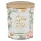 Glass Candle w/Bamboo Lid Floral He Restores my Soul Ps. 23:3