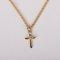 18" Gold Over Sterling Silver Cross with Cubic Zirconia Necklace