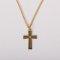 18" Gold Over Sterling Silver Cross Necklace with Black Inlay