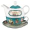 Tea for One Teal Vintage Birds Trust Prov. 3:5