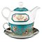Tea for One Teal Vintage Birds Trust Prov. 3:5