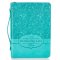 Medium Everlasting Love Turquoise Faux Leather Bible Cover - Jeremiah 31:3