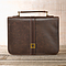 Large Cross Badge Brown Distressed Faux Leather Classic Bible Cover
