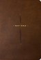 NLT Large Print Thinline Center-Column Reference Bible, Filament Enabled (LeatherLike, Brown Holy Cross, Red Letter)