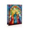 21 x 28cm B-O Lit Nativity Scene Stained Glass for Table Top with 50 Warm White LED - Double Sided