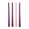 12" Purple, Pink & White Advent Taper Candle (Set Of 4)