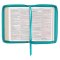 KJV Bible Compact Faux Leather, Teal w/zipper
