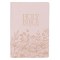 Whisper Pink Floral Faux Leather Large Print Thinline King James with Thumb Index