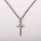 16-18" Platinum Plated Brass Chain with Sterling Silver Cross Stone Necklace