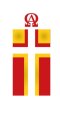 Candle Sticker- Red And Gold Block Cross (Without Year)