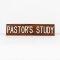Sign Engraved Pastors Study Adhesive Back Walnut