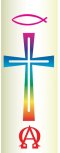Small Candle Transfer -Rainbow Coloured Cross