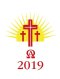 Candle Transfer -Three Red And Gold Crosses With Sun