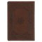 Art Nouveau Framed Toffee Brown Faux Leather Large Print King James Study Bible with Thumb Index