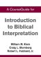 A CourseGuide for Introduction to Biblical Interpretation