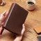 NKJV, Interleaved Bible, Journal Edition, Genuine Leather, Brown, Red Letter, Comfort Print