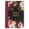 KJV Bible Thinline Large Print Faux Leather, Black Floral Printed/Burgundy