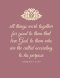 All things work together for good to them that love God, to them who are the called according to his purpose: Romans 8:28