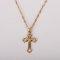 18" Gold Over Sterling Silver Cross With Cubic Zirconia Necklace