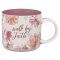 Mug  White Floral Walk By Faith 2 Cor. 5:7