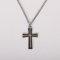 18" Sterling Silver Cross Necklace with Black Inlay