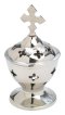 Nickel Plated Incense Bowl with Cross H 13 cm