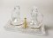 Metal & Glass Gilt Finish Cruet Set with Tray