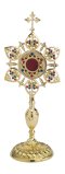 Gold Plated Reliquary with Stones H 39 cm