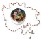 Nativity Red and Green Bead Rosary in Porcelain Box