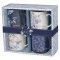 Mug Set 4pc Blue Floral Geometric