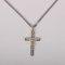 24" Silver Cross with Gold Christ Crucifix Necklace with Inscription