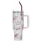Tumbler w/straw SS White Floral Walk By Faith 2 Cor. 5:7