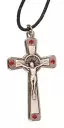 Metal Crucifix with Ruby Swarovski Crystal