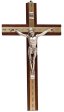 8" Beech Wood Crucifix with Metal Inlaid